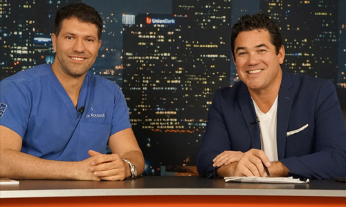 chiropractor hypnotherapist Dr. Theo Kousouli on a talk show with Dean Cain speaking about the kousouli method and k-ner hypnotherapy